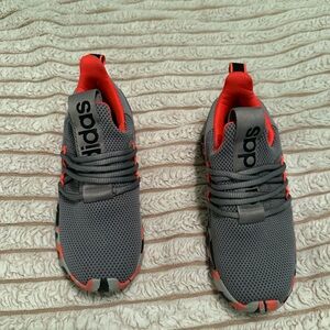 adidas Gray and Red Mesh Slip-On Sneakers